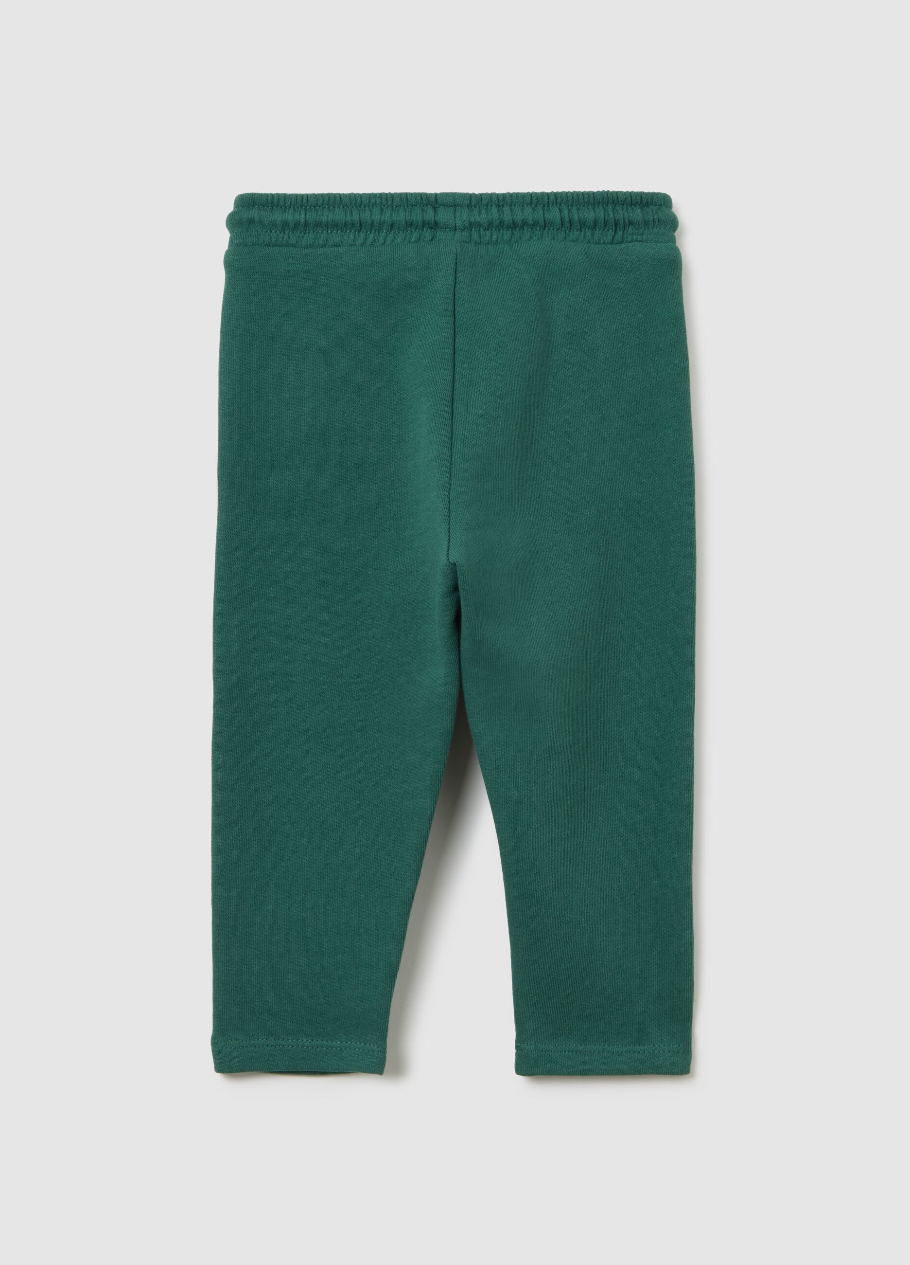 Kids' regular fit green pure cotton trousers