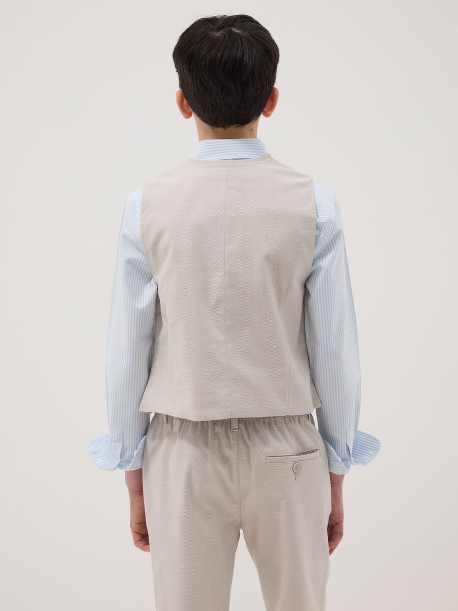 Boys' beige stretch cotton waistcoat slim fit_2