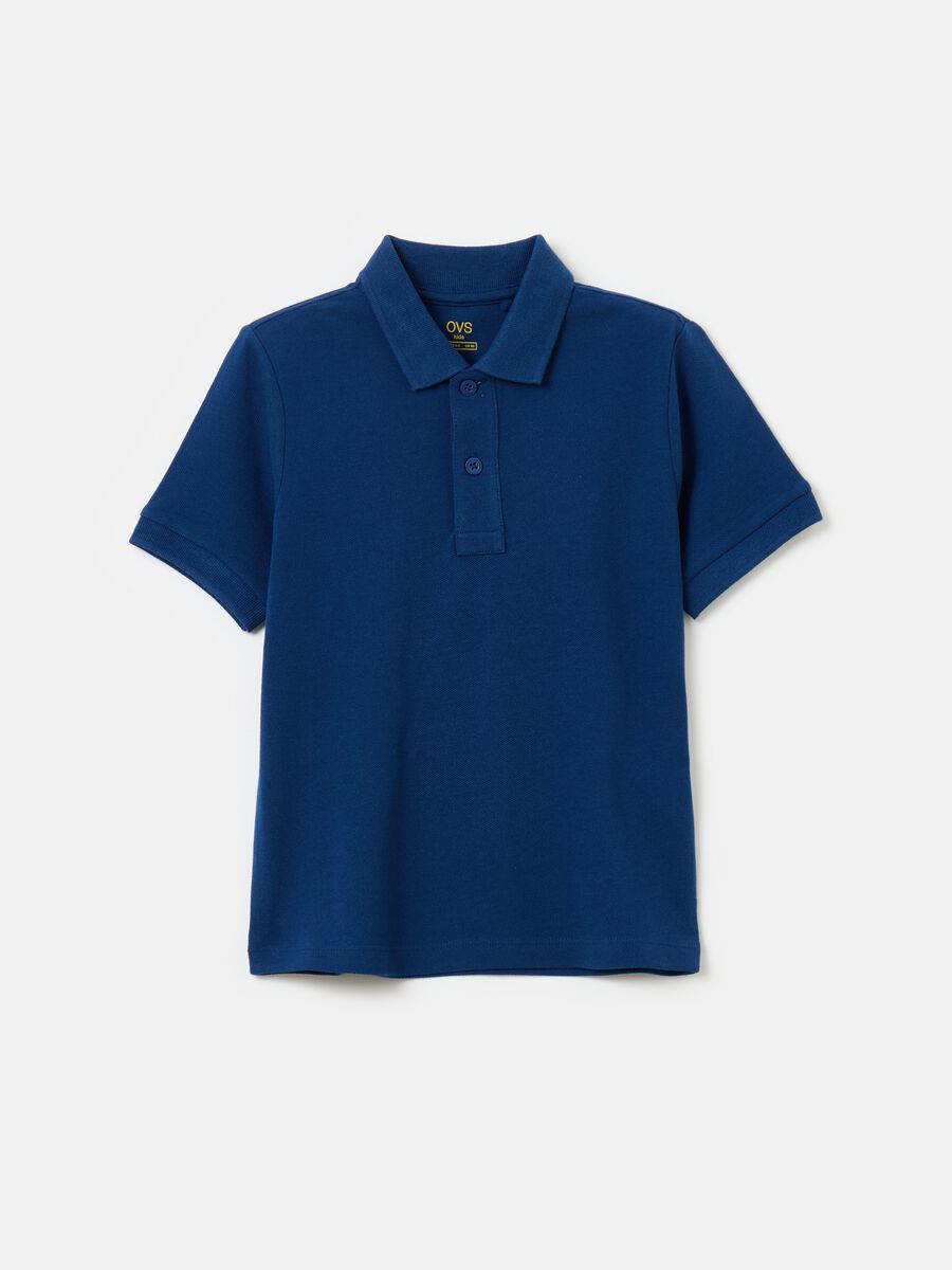 Solid colour cotton piquet polo shirt_0