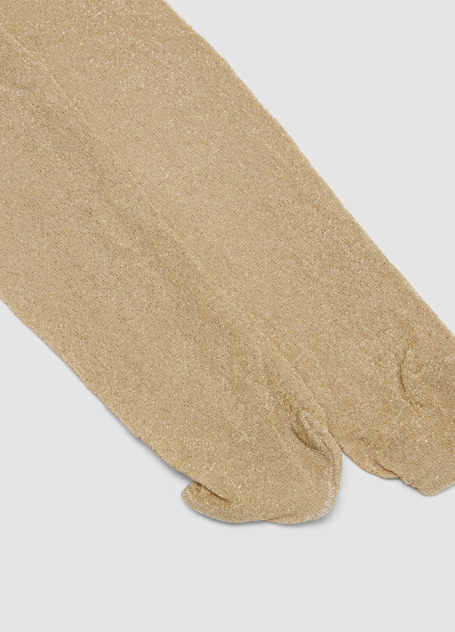 Collant bianco in tessuto elasticizzato con filato brillante