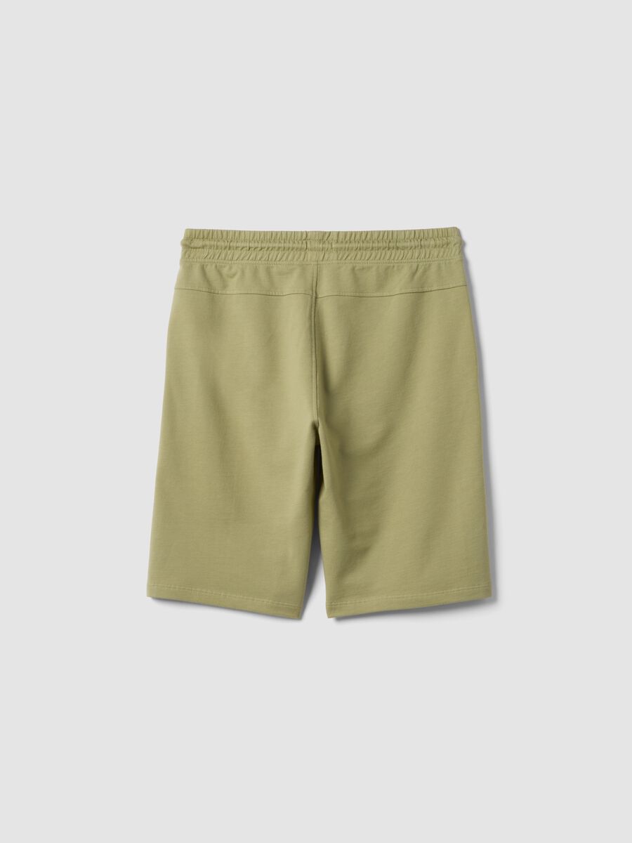 Green pure cotton jogger shorts for boys with elasticated waistband_1