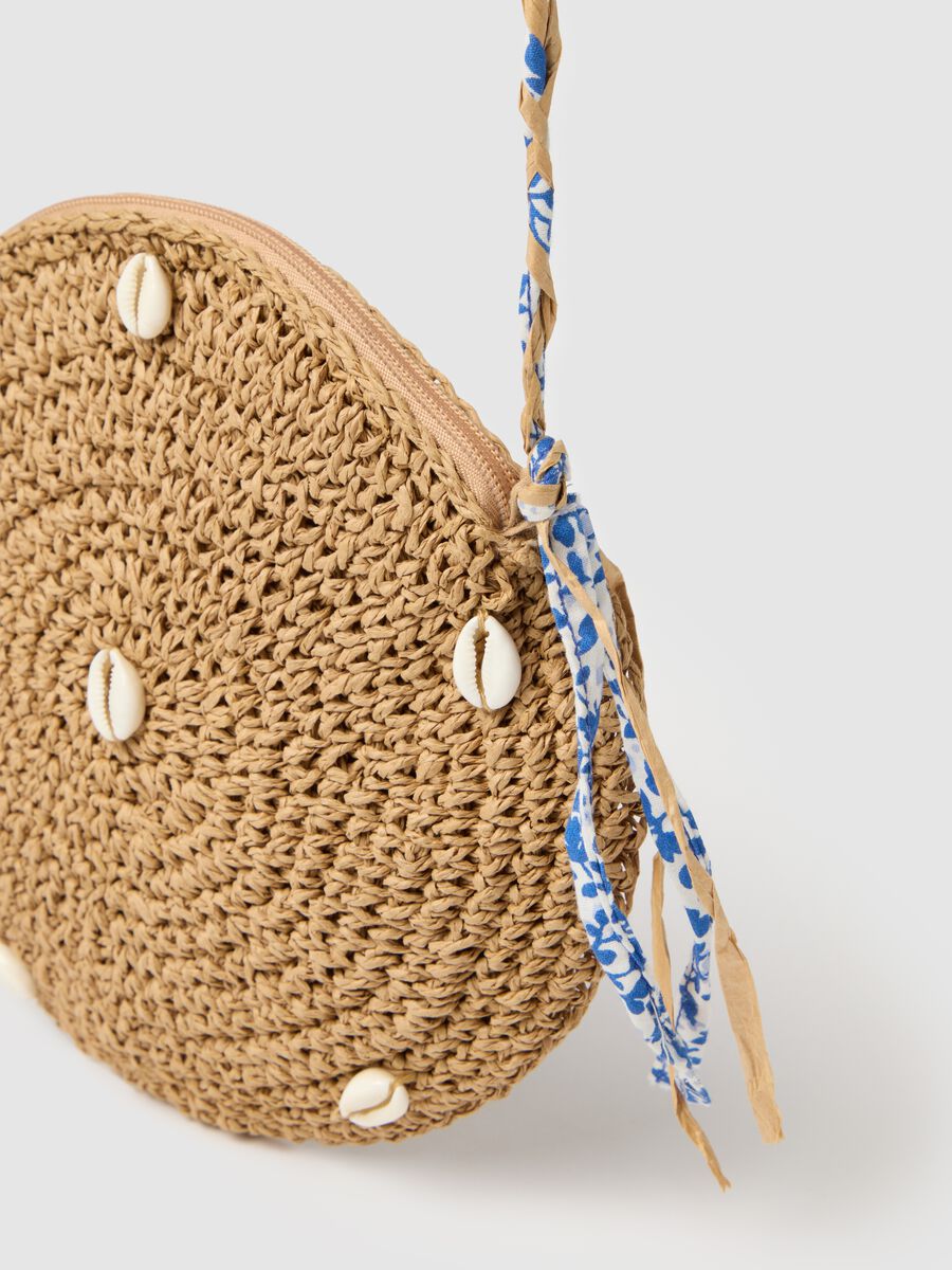 Beige Straw Girl's Bag with Shells_2