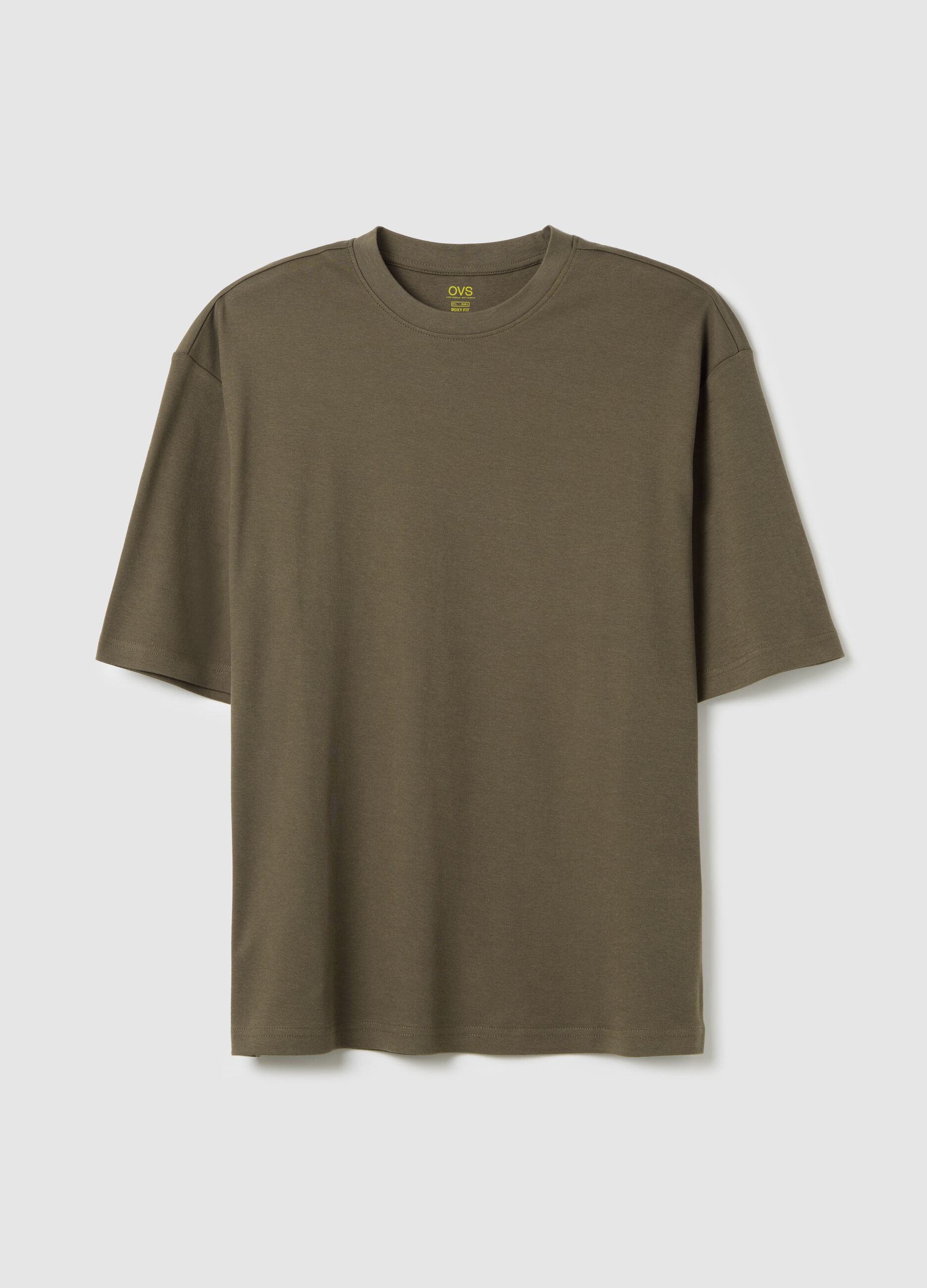 Boxy fit green pure cotton T-shirt