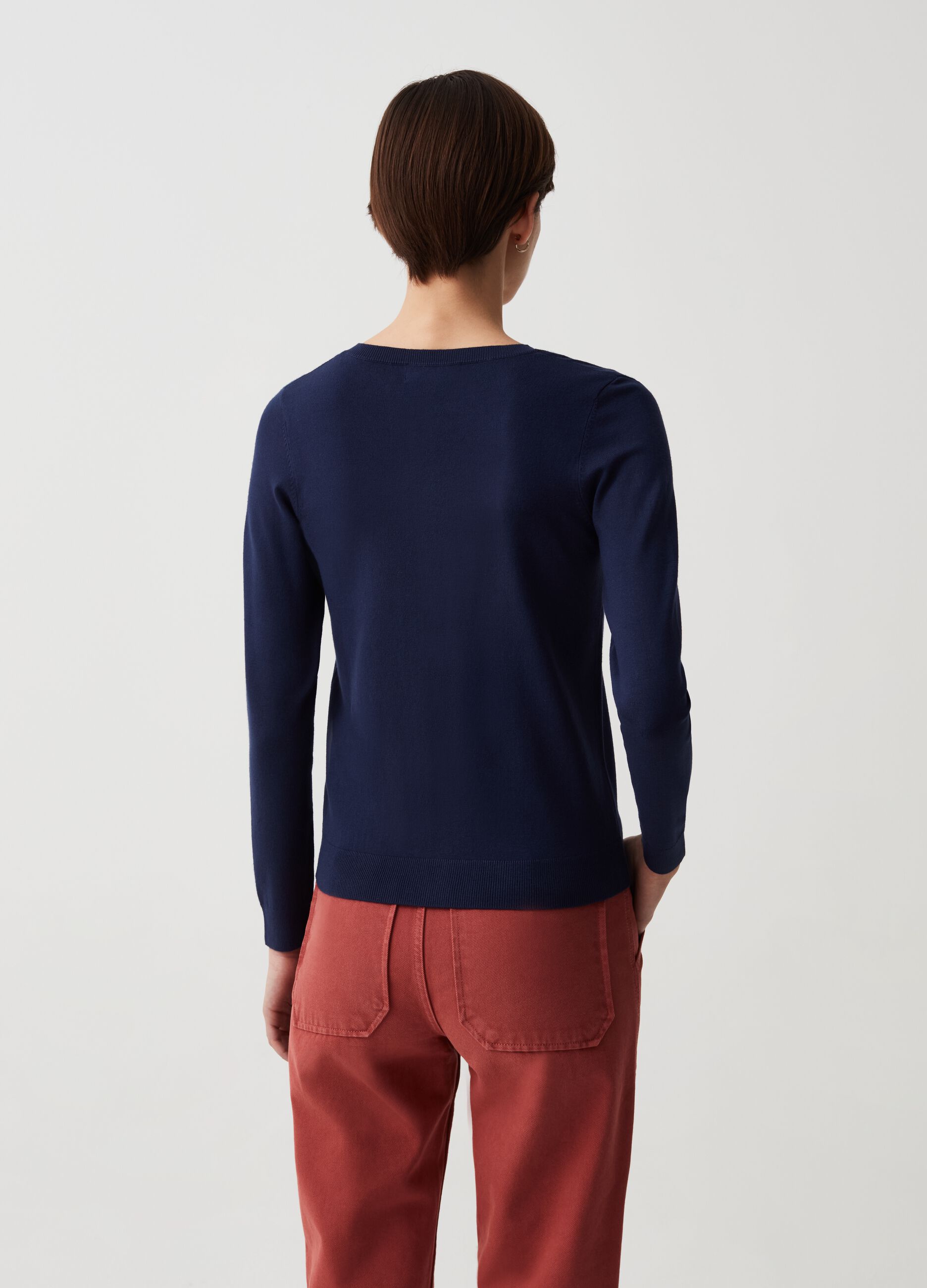 Cardigan with round neckline