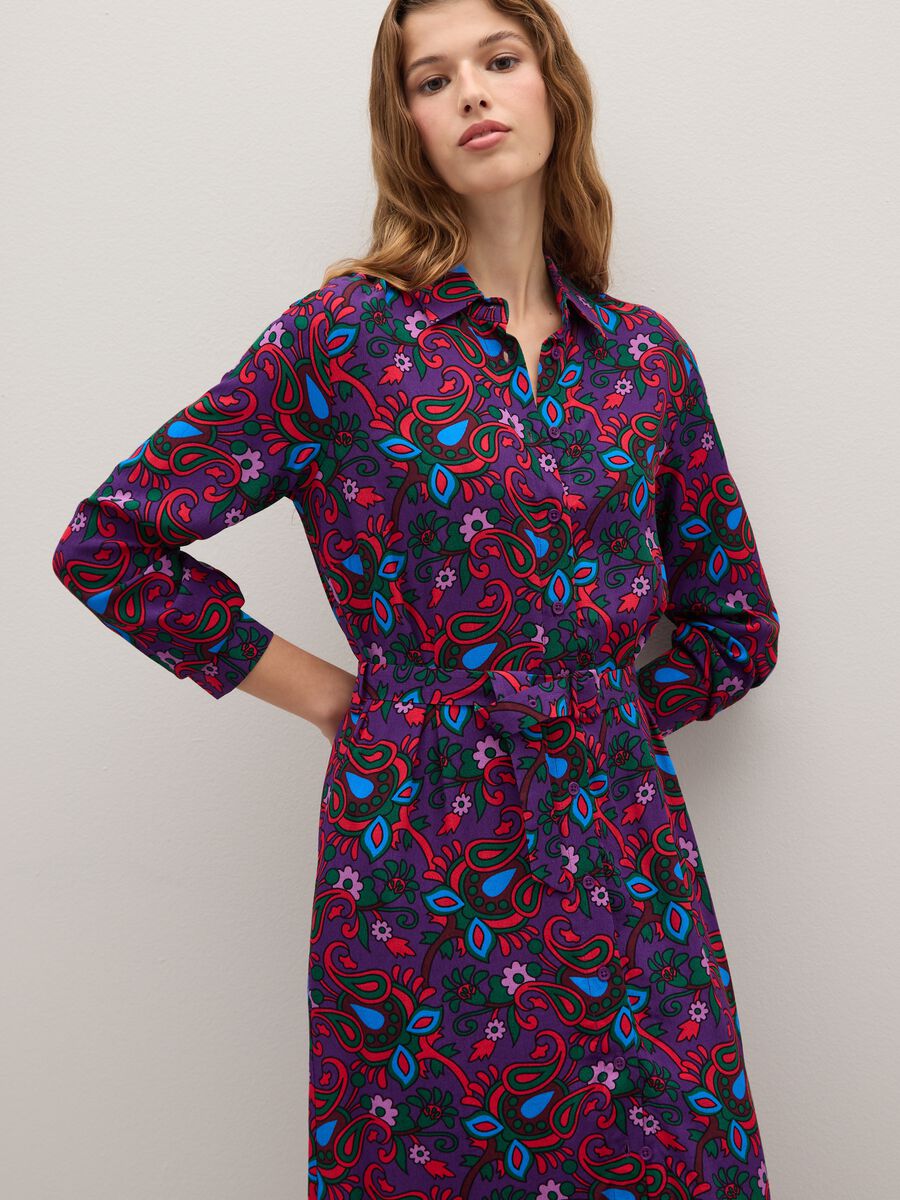 Multicolour dress with long sleeves and buttons_3