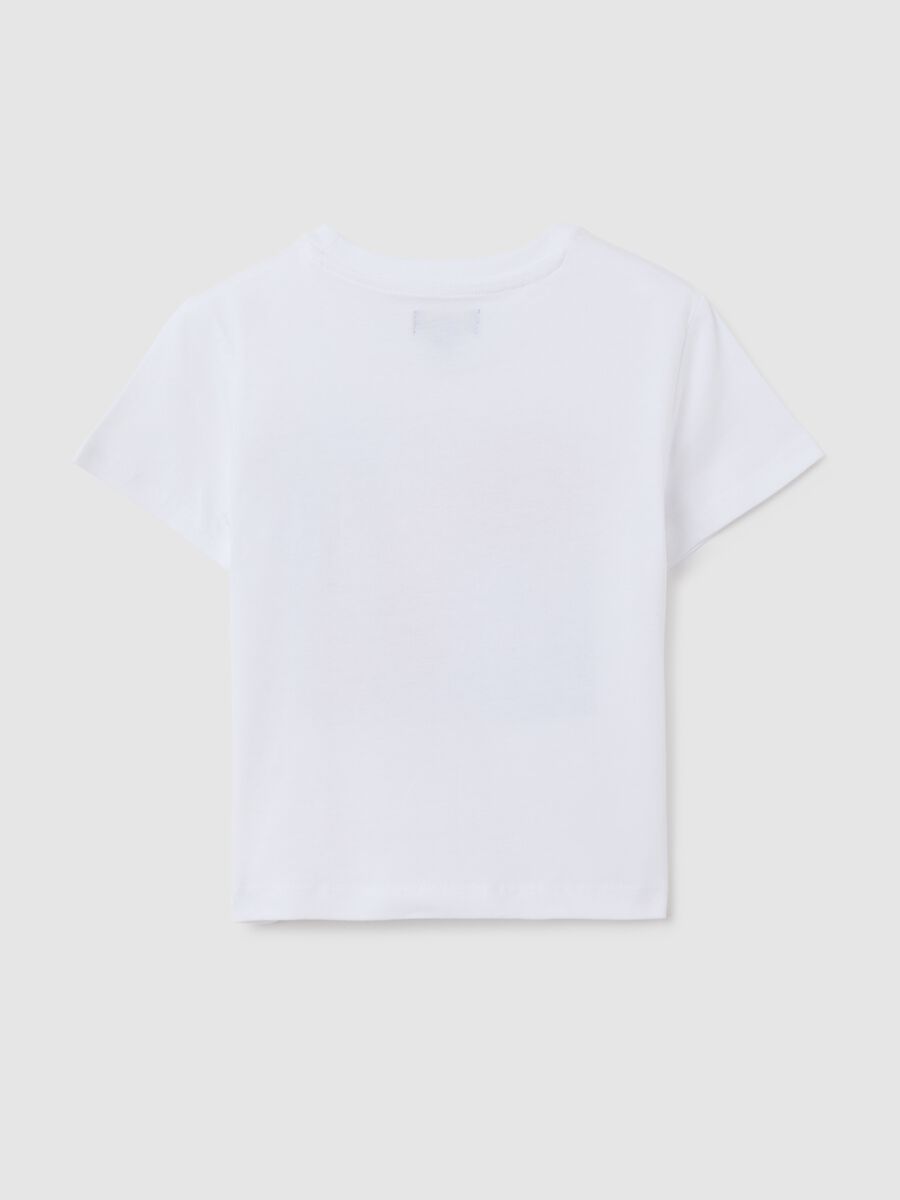 Girls' white pure cotton T-shirt regular fit with floral print_1