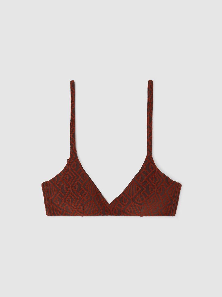 Women’s bikini in brown stretch fabric with geometric texture._4