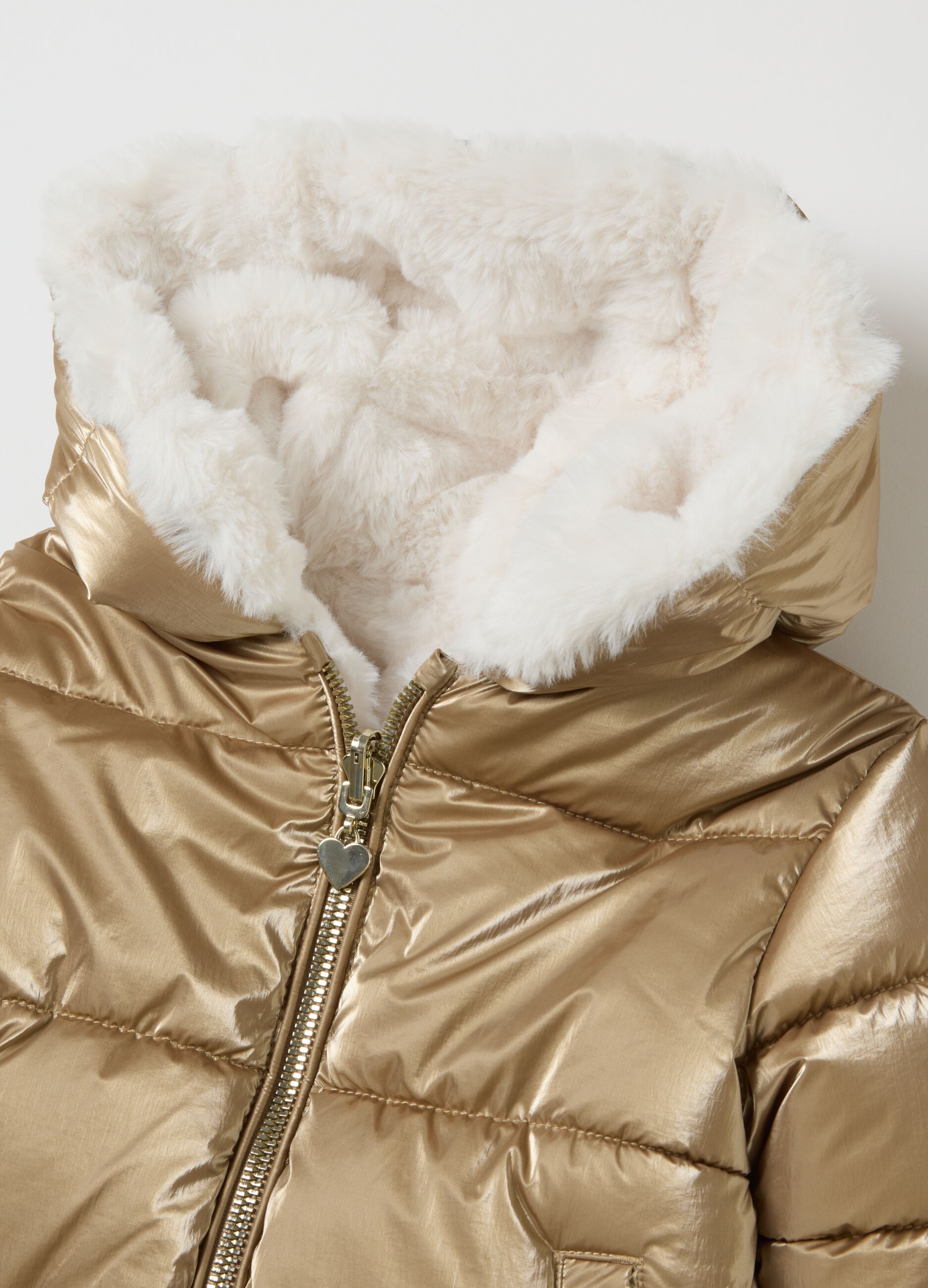 Regular fit golden padded jacket for baby girls