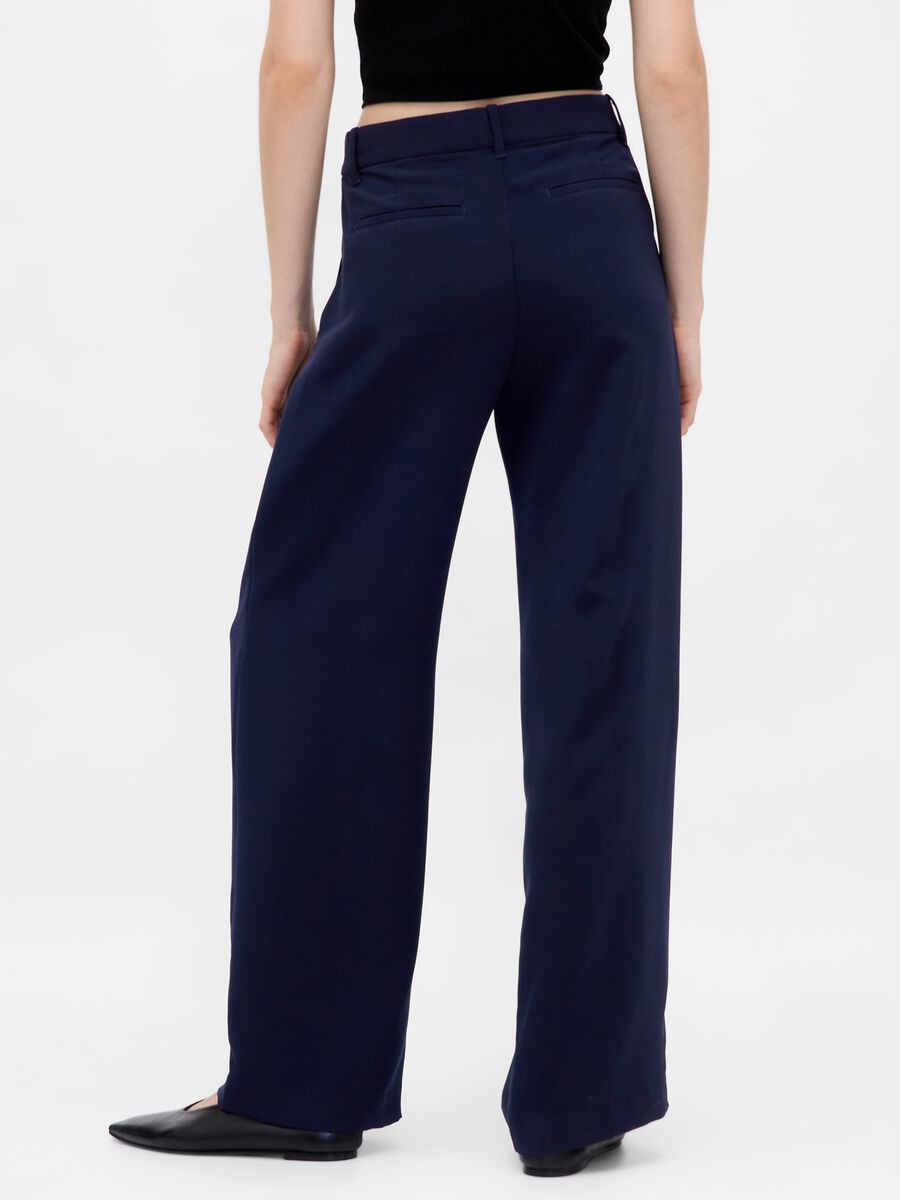 Wide-leg blue trousers in stretchy fabric_2