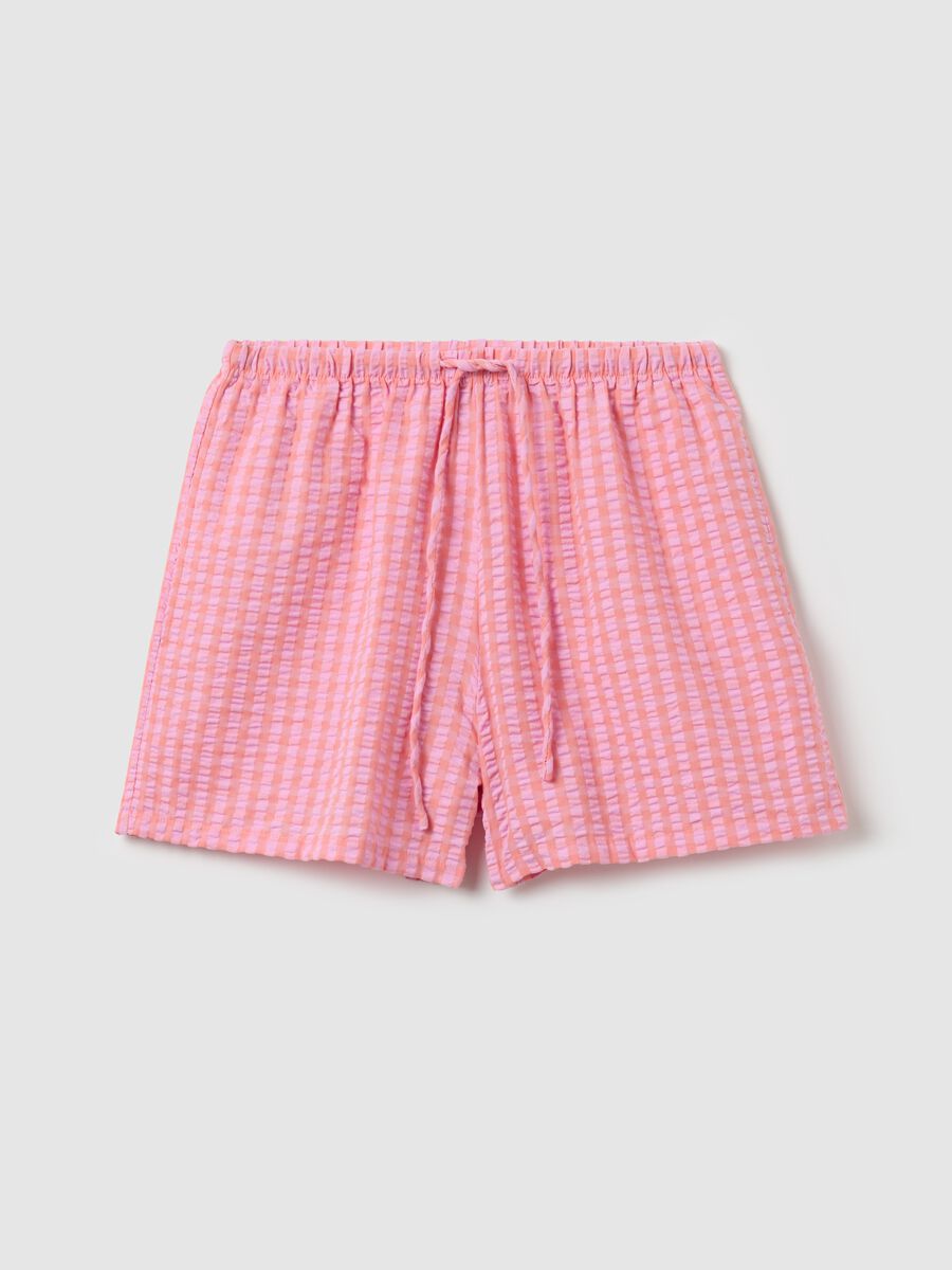 Pink shorts in check cotton_4