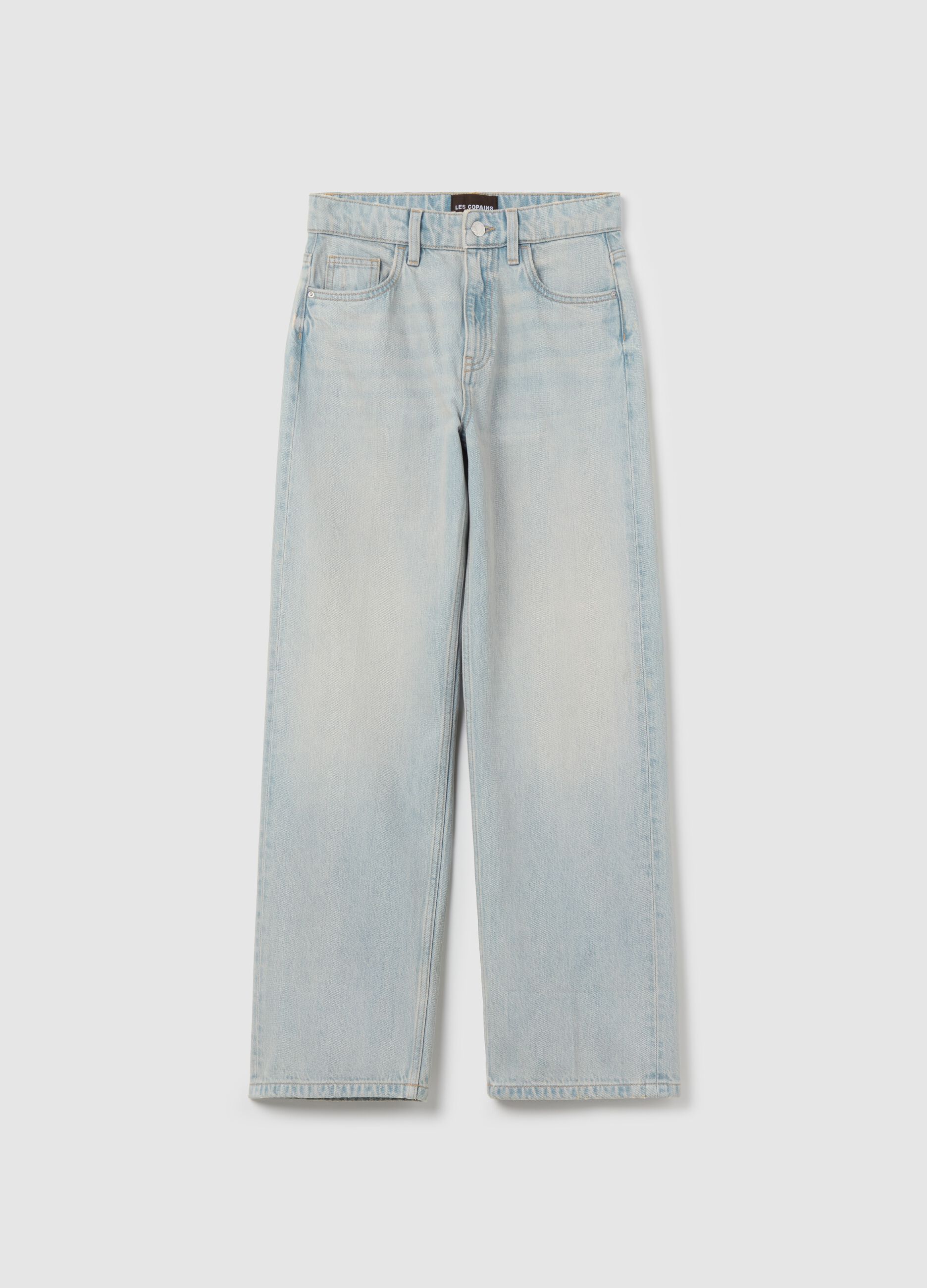 Wide-leg mid-rise jeans