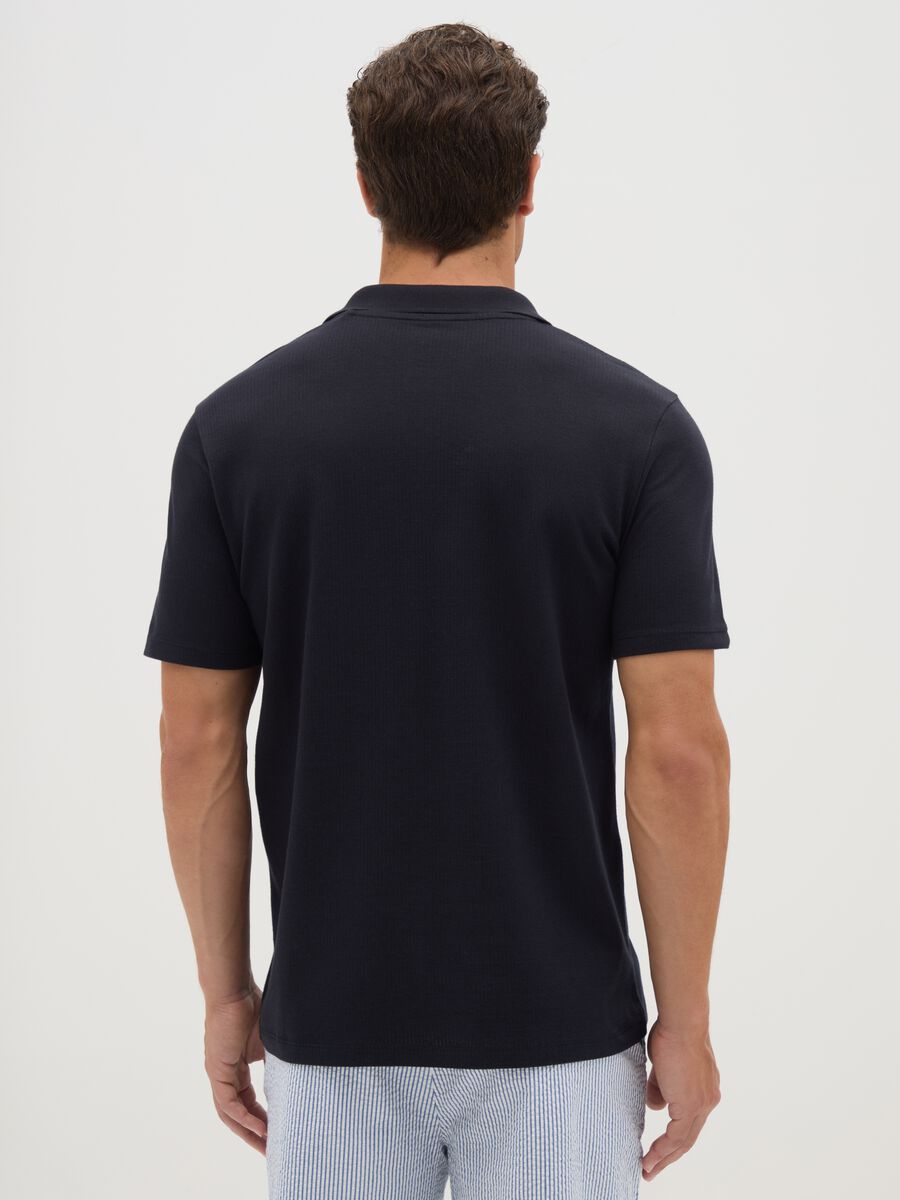 Men's blue pure cotton polo regular fit_3