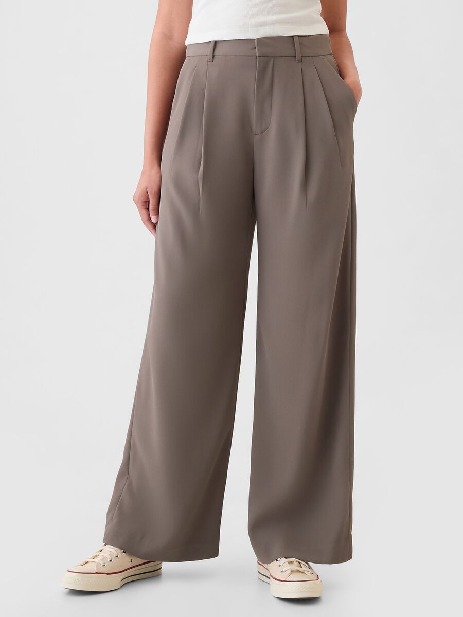 Wide leg trousers with darts_1