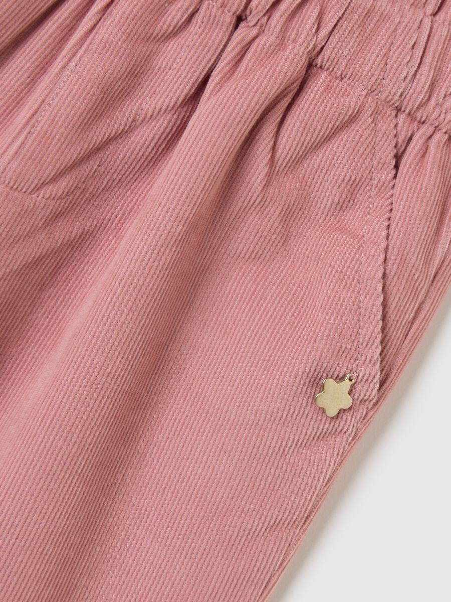 Girls' pink pure cotton regular fit trousers_3
