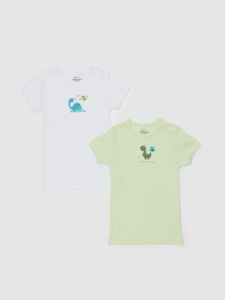 Two-pack organic cotton vests with dinosaurs print_0