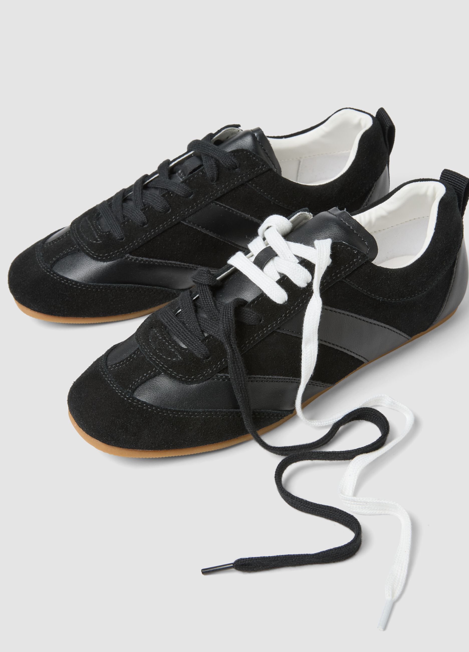 Black genuine leather sneakers