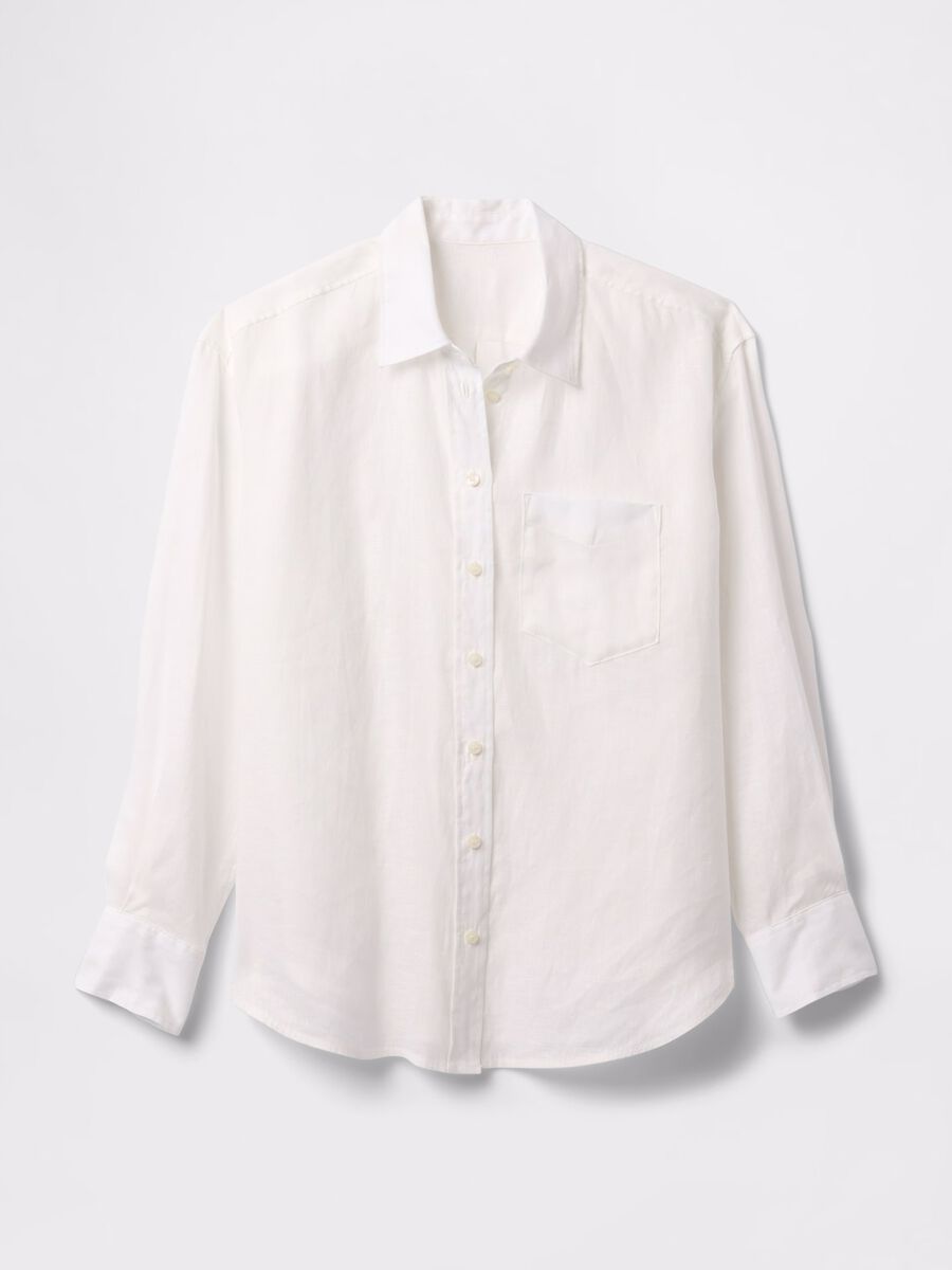 Camicia bianca ampia in puro lino_3