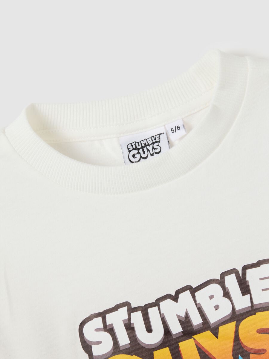 White regular fit pure cotton children's t-shirt with print_2