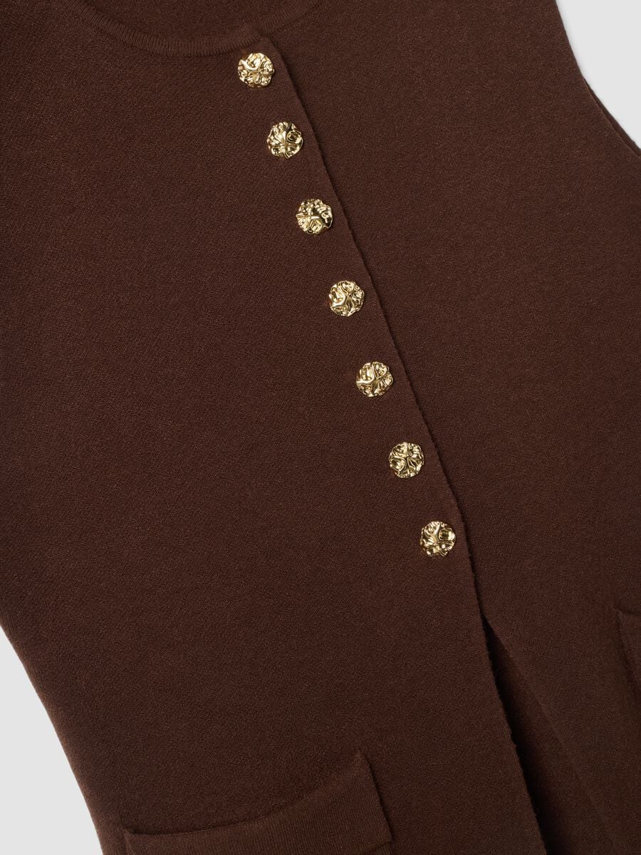 Brown viscose-blend waistcoat with jewelled buttons_1