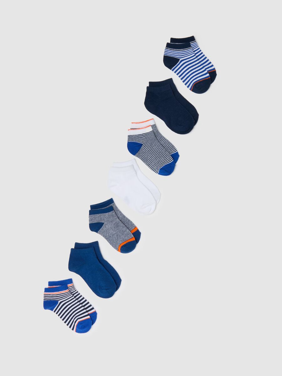 Seven-pair pack stretch shoe liners with striped pattern_0