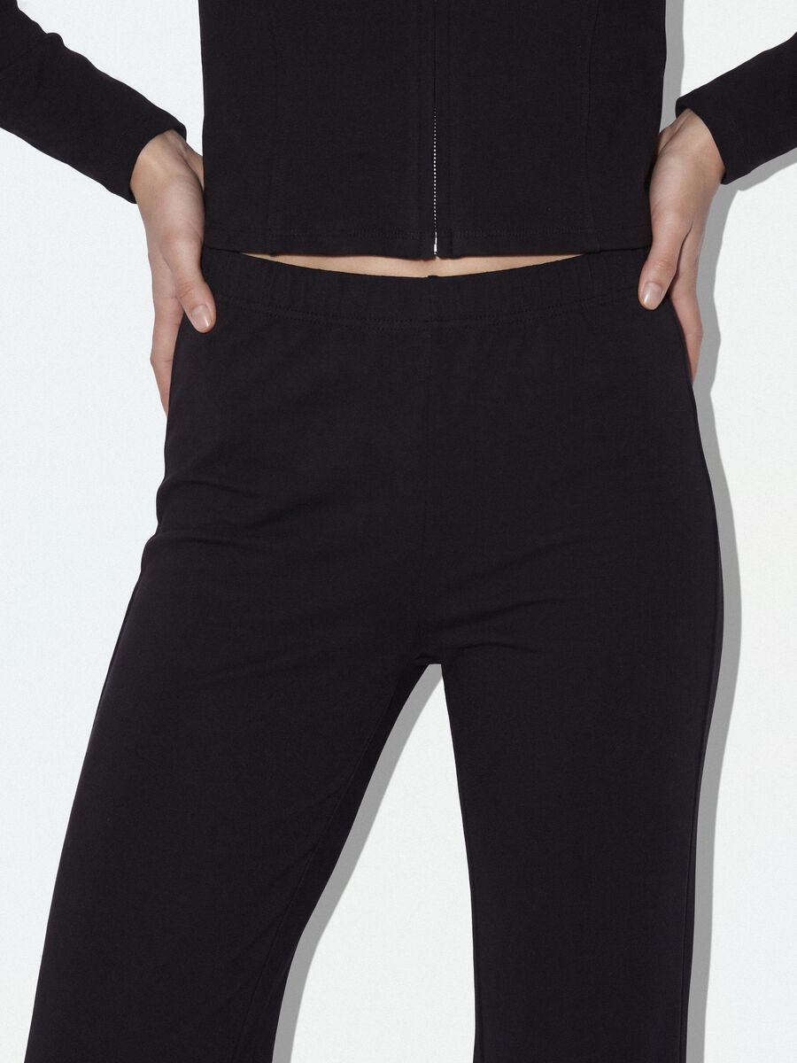 Black flare joggers in pure cotton_3