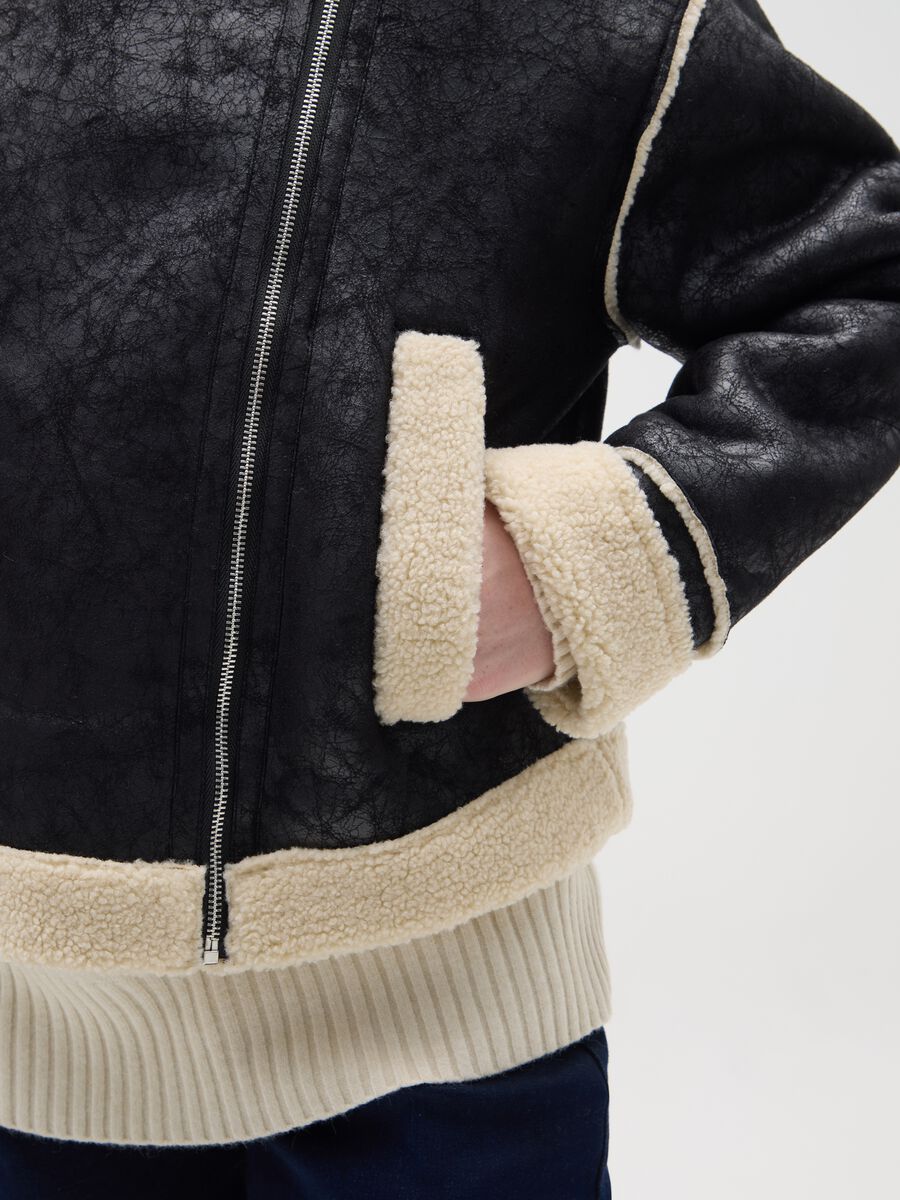 Black biker jacket regular fit_2