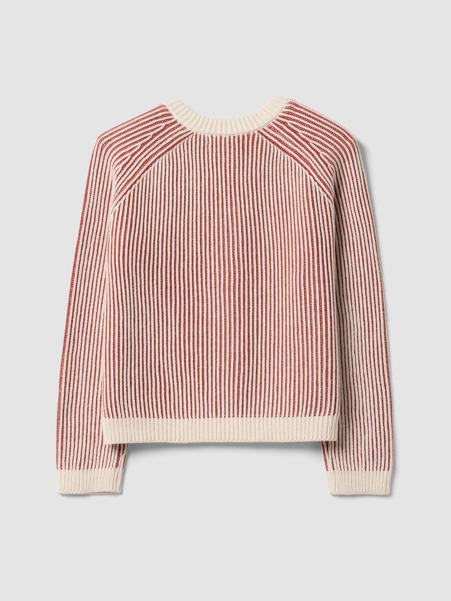 White pure cotton ribbed crew-neck cardigan_6