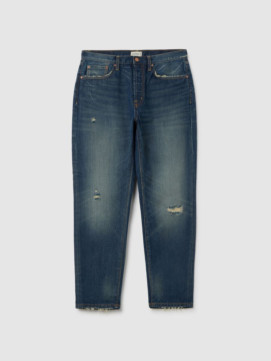 Regular tapered pure cotton denim jeans_0