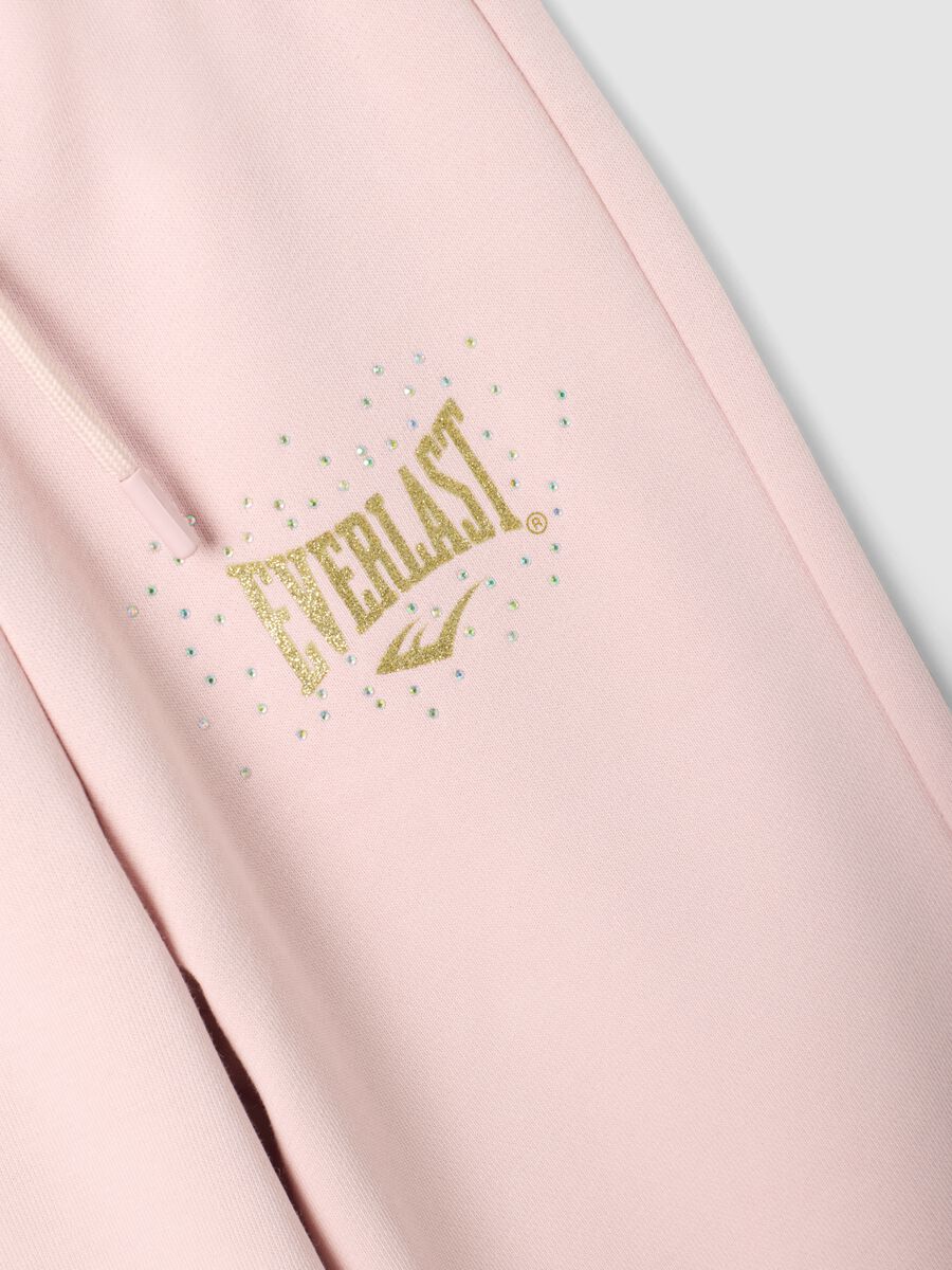 Pink cotton-blend jogger trousers with rhinestones, regular fit_2