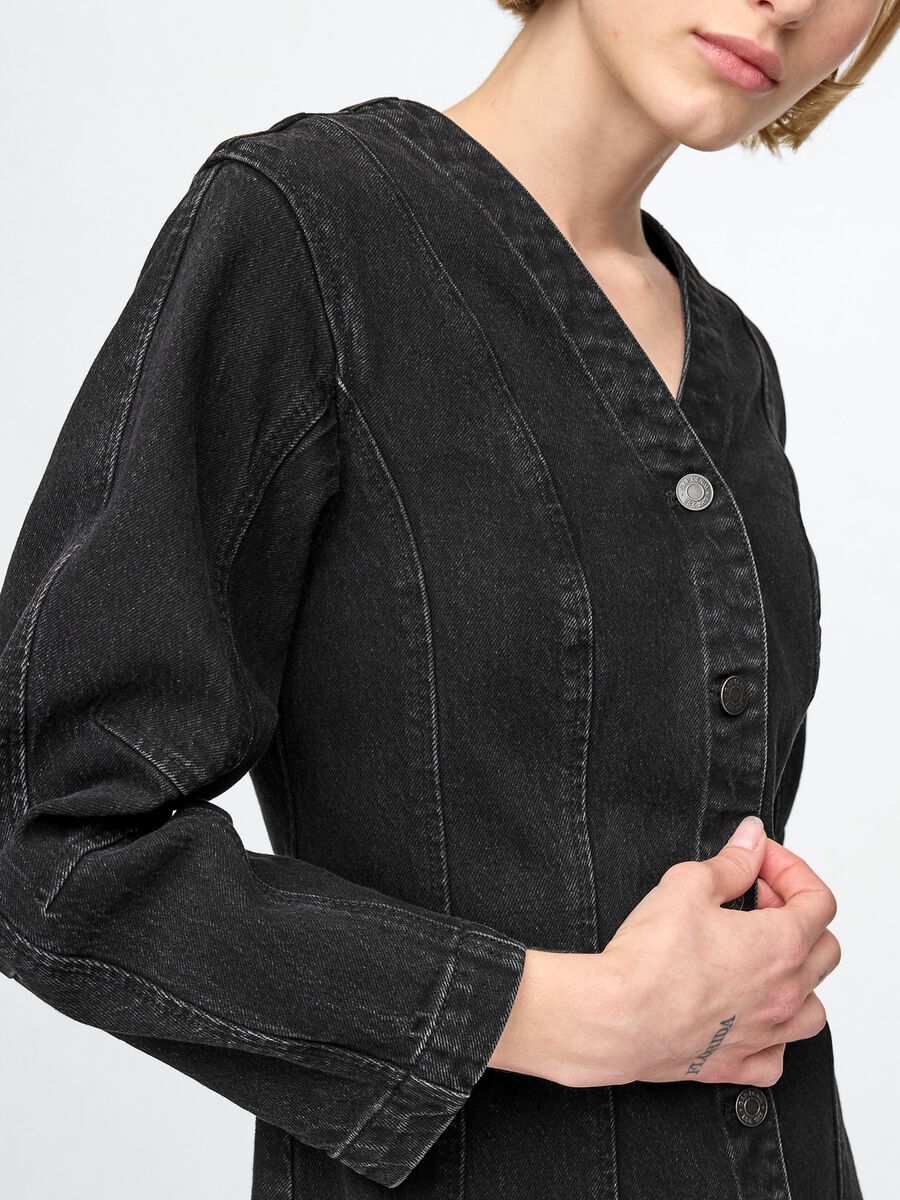 Black Denim Dress with Buttons Gap_3