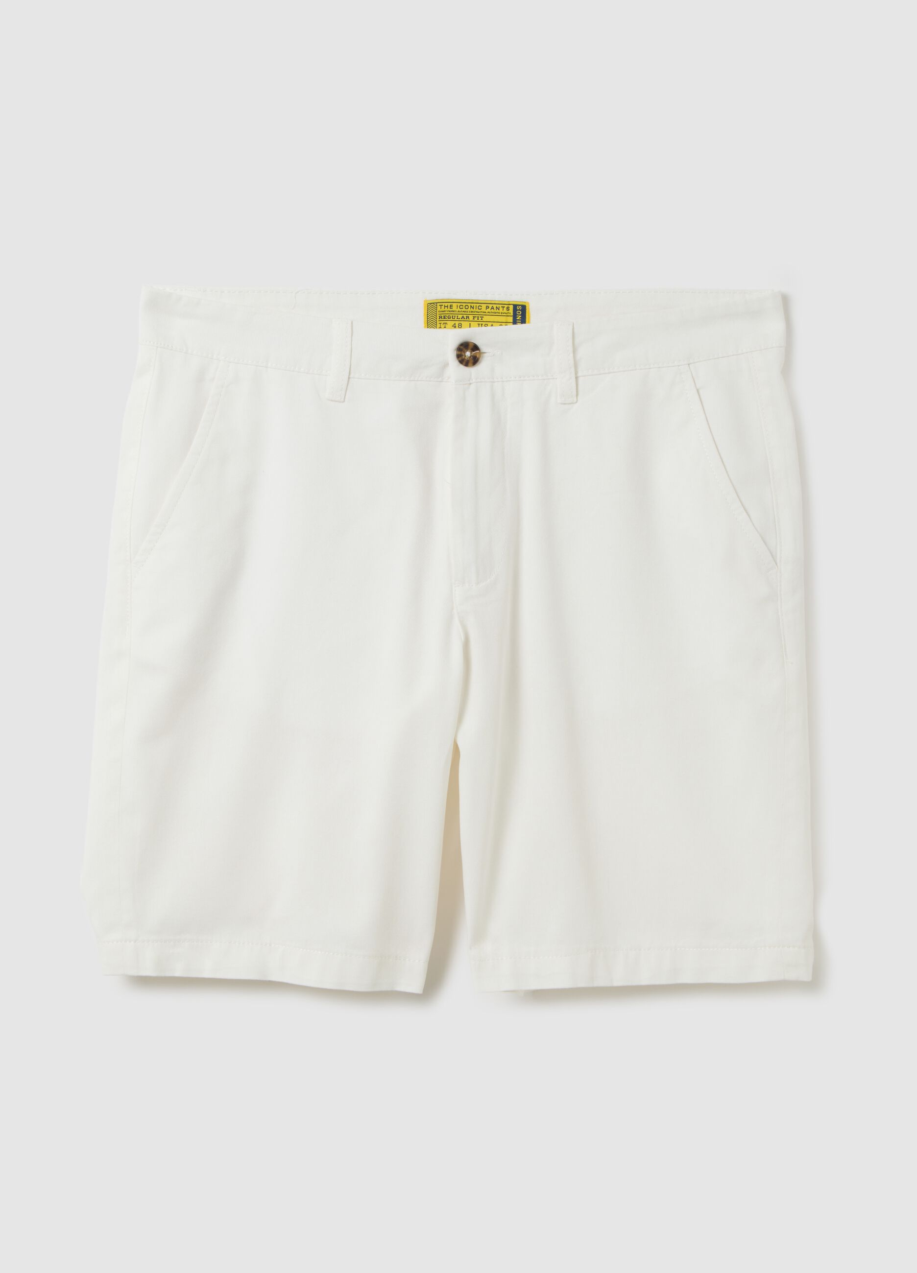 Shorts chino da uomo in puro cotone bianco regular fit