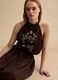 Brown pure cotton blouse regular fit with floral embroidery_0