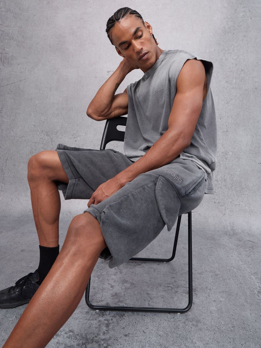 Sunfaded Cargo Sweat Shorts Vintage Grey_0