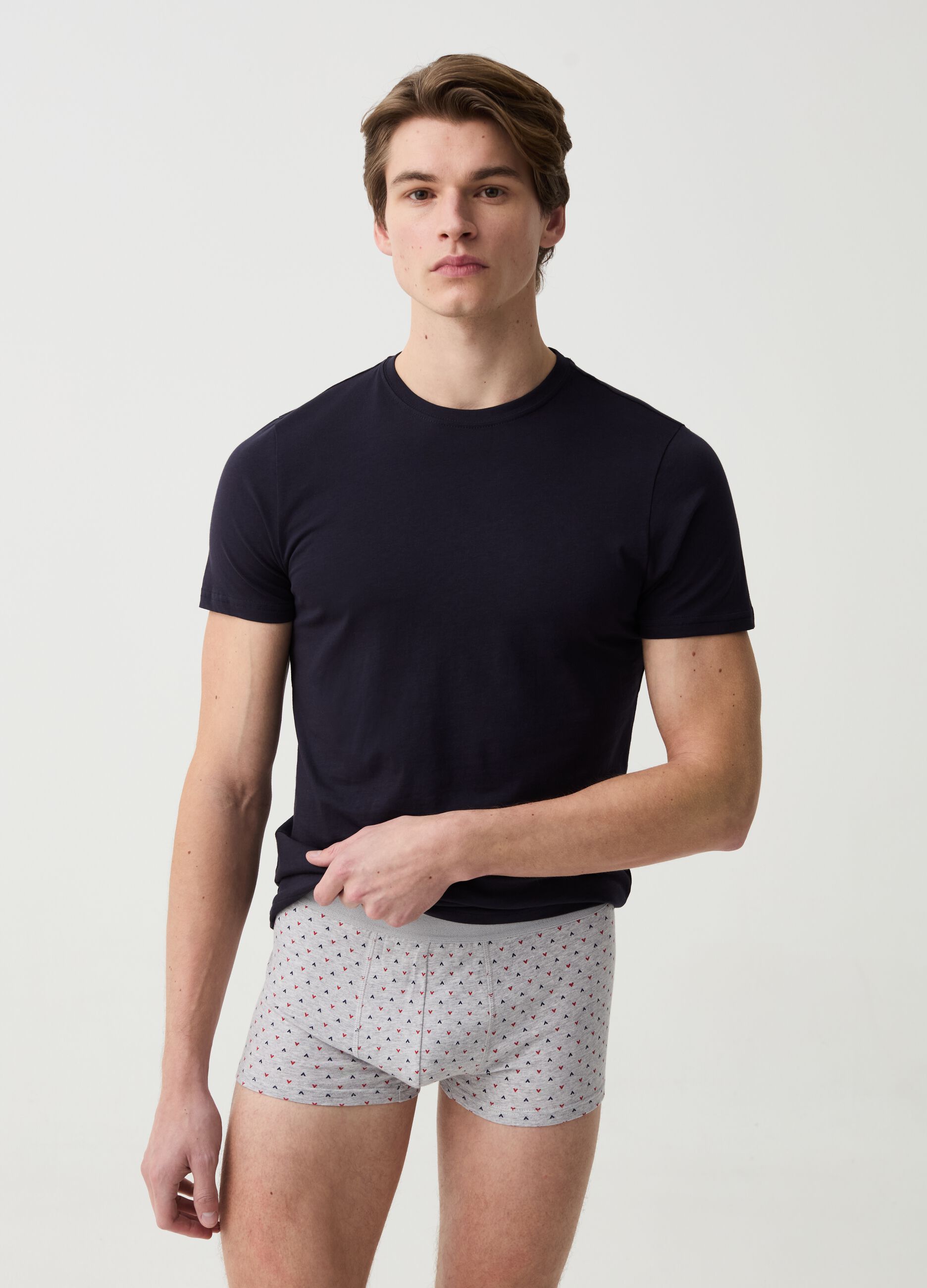 Three-pack boxer shorts with pattern in stretch organic cotton