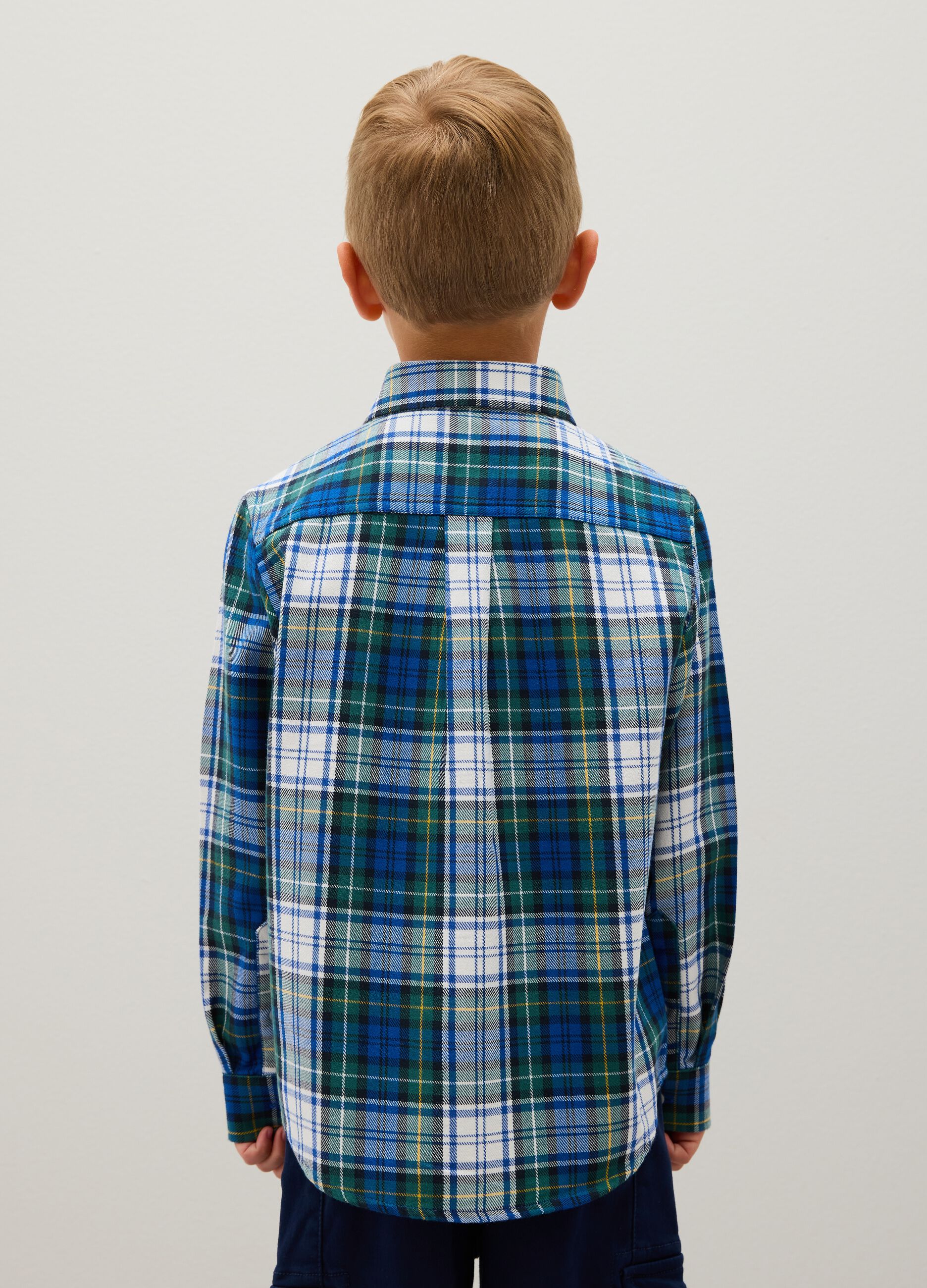 Multicoloured regular fit pure cotton kids' shirt