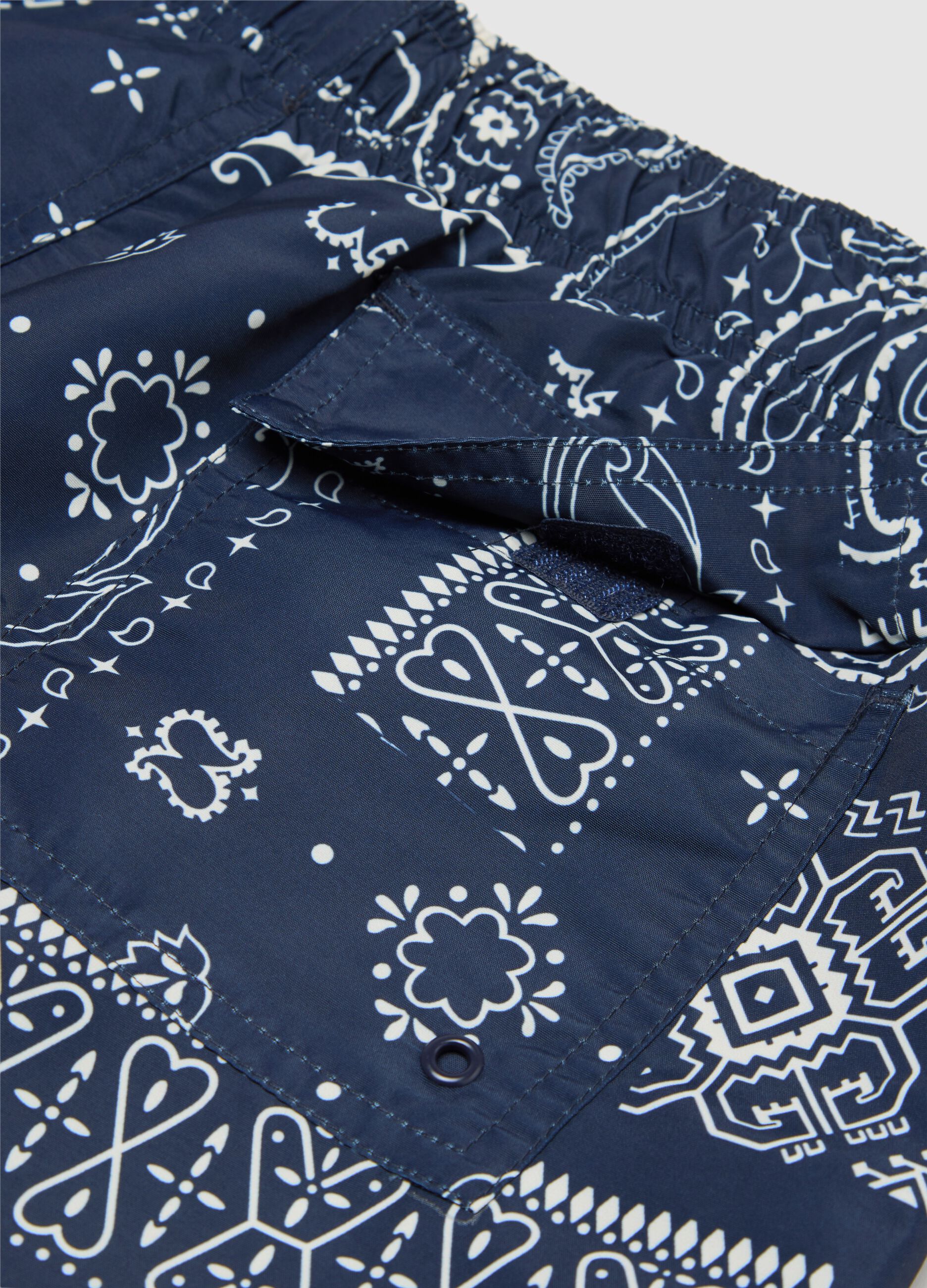 Blue swim boxers with paisley print