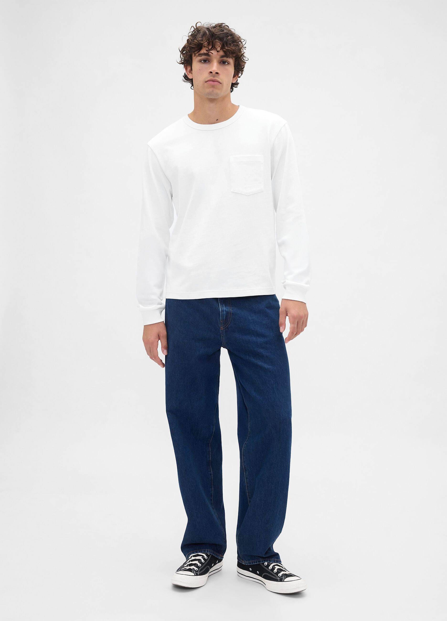 White Cotton Long Sleeve Top