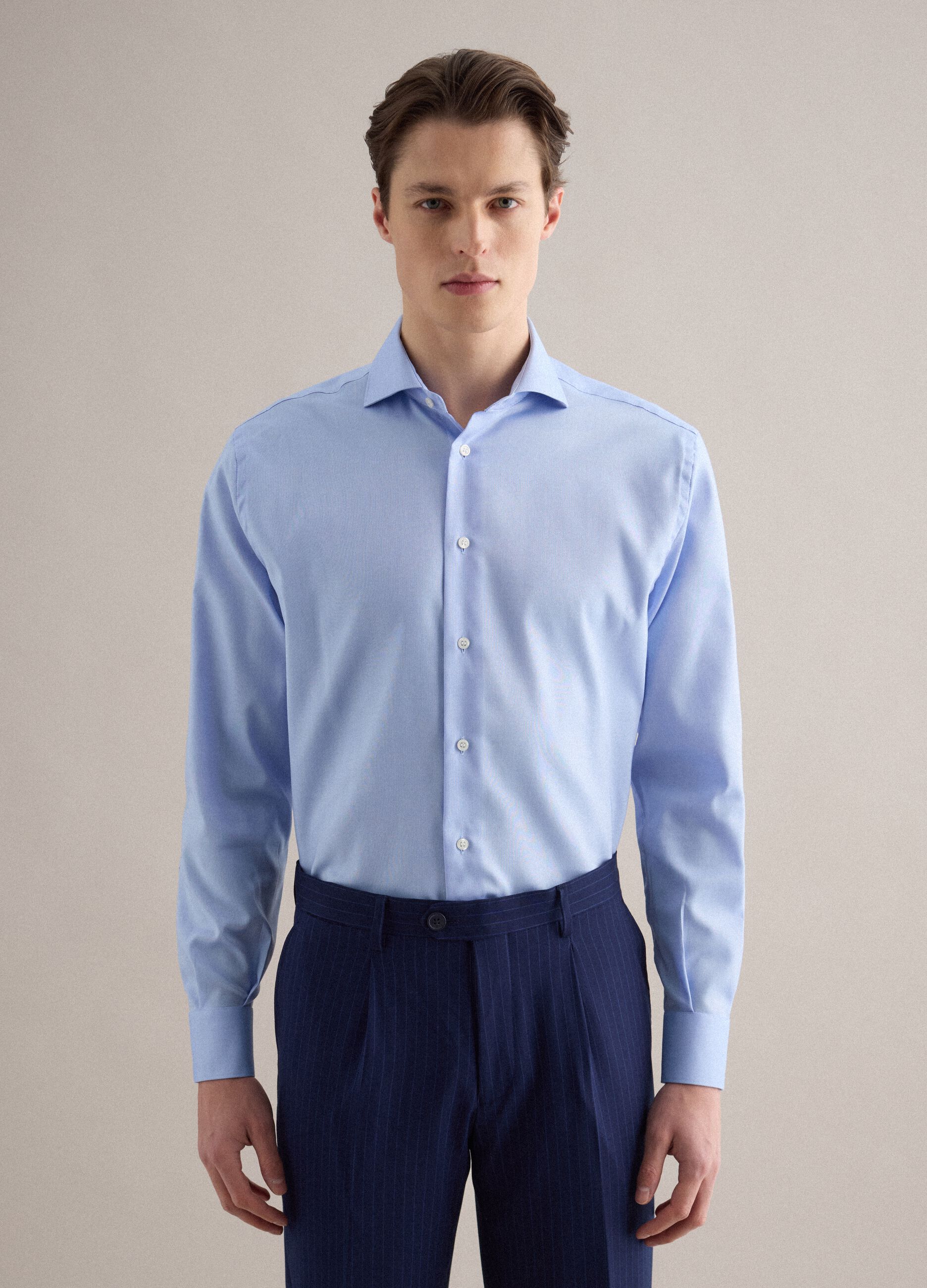 Camicia in puro cotone azzurra regular fit