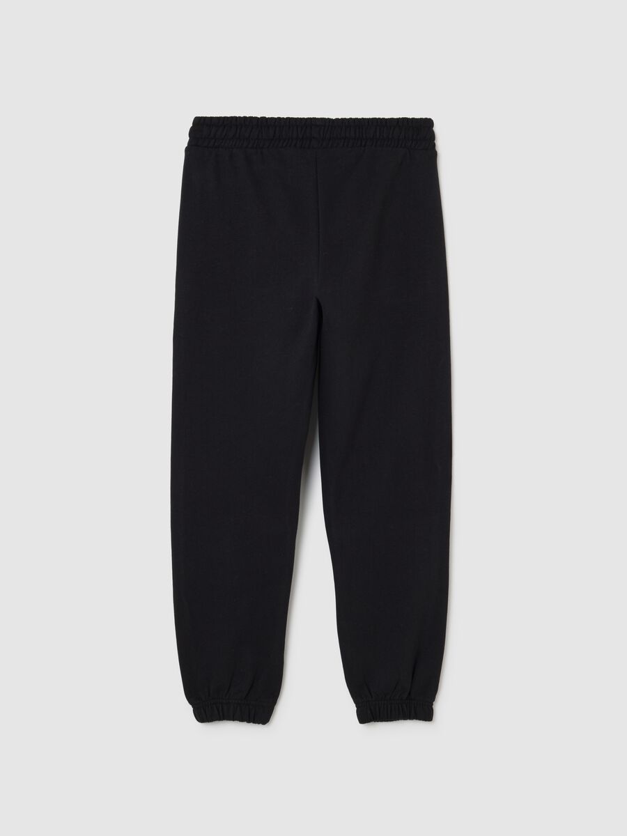 Jogger da ragazzo in misto cotone nero regular fit_1