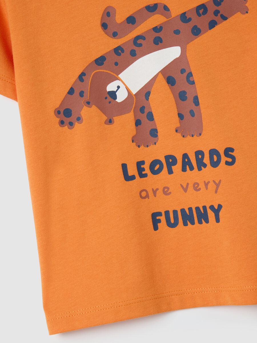 T-shirt da bambino in puro cotone arancione regular fit con stampa_2