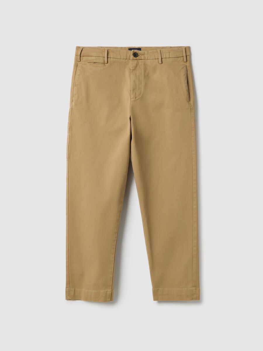 Pantaloni beige in cotone elasticizzato carrot fit_4