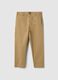 Beige stretch cotton carrot fit trousers_4