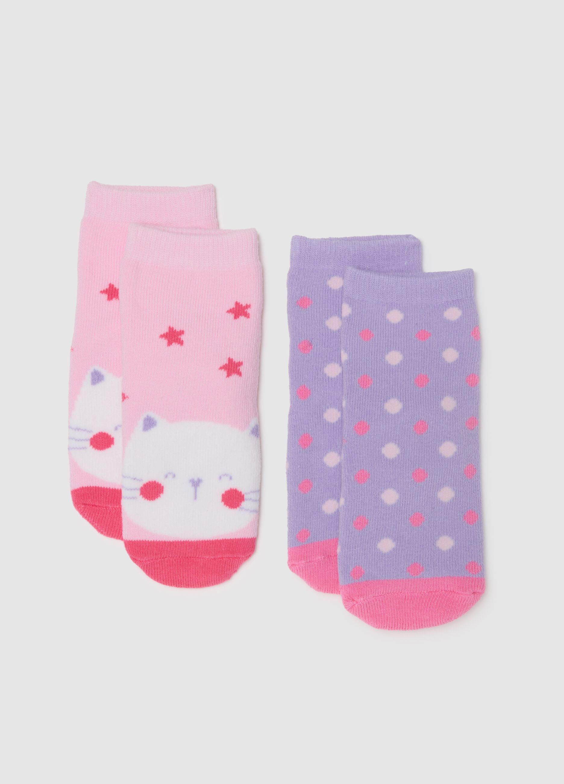 Bipack of multicolor stretchy cotton socks for girls