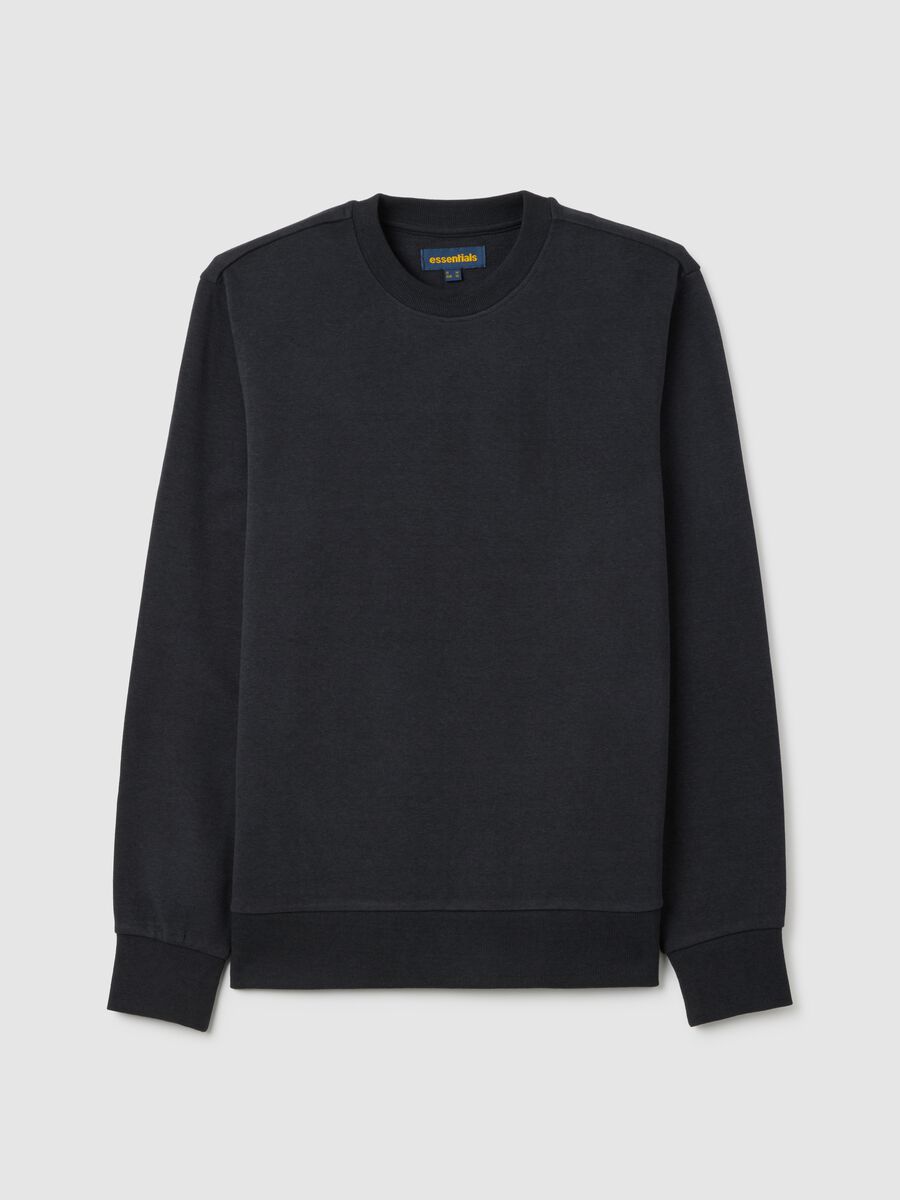 Black cotton blend sweatshirt regular fit_4