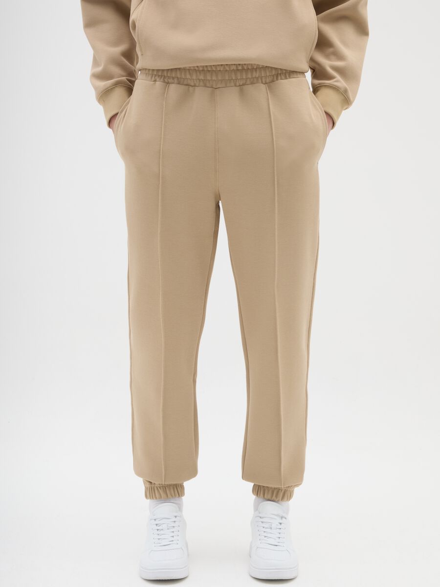Beige Stretch Fabric Trousers_1