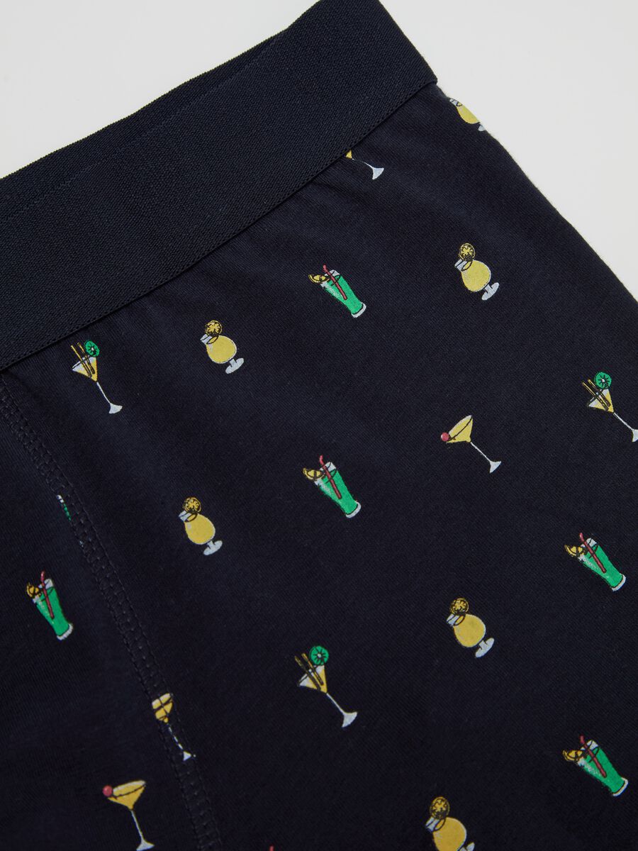 Midi boxer shorts in stretch cotton with pattern._5