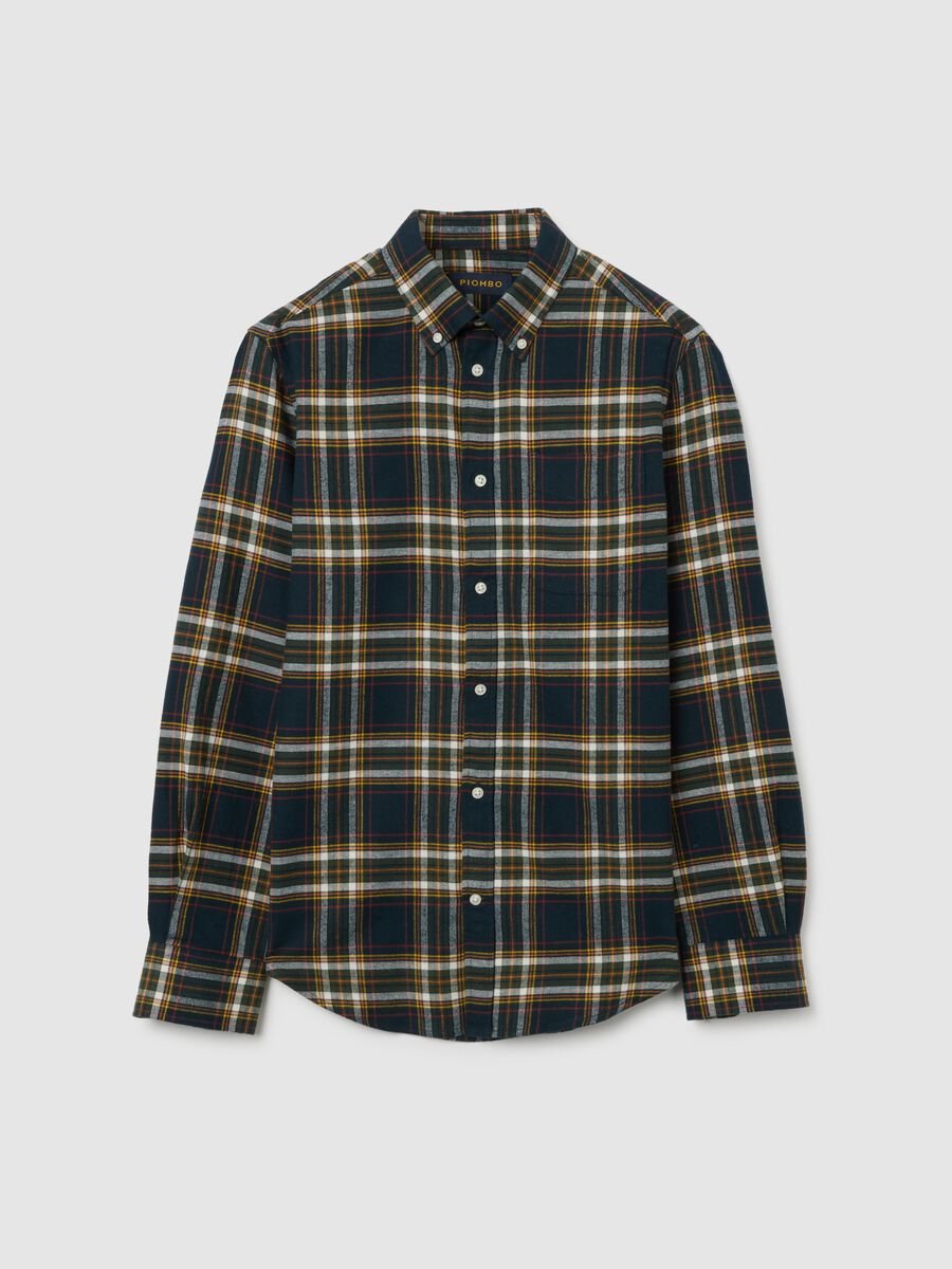 Multicolour long sleeve shirt in pure cotton with a regular fit and check pattern_4