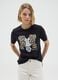 Black pure cotton regular fit t-shirt with Minnie and leopard print_0