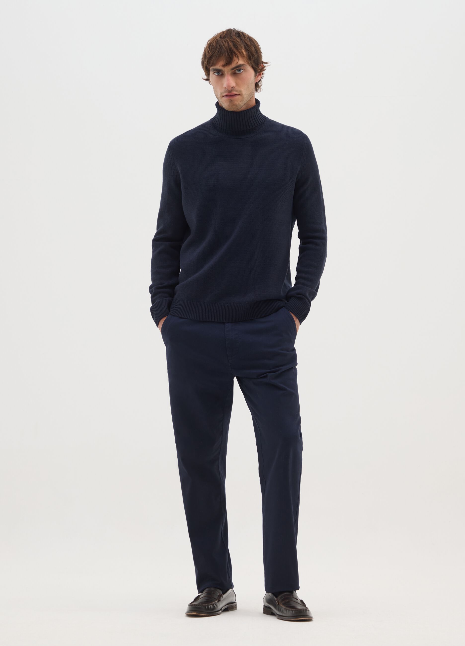 Blue High-Neck Jumper