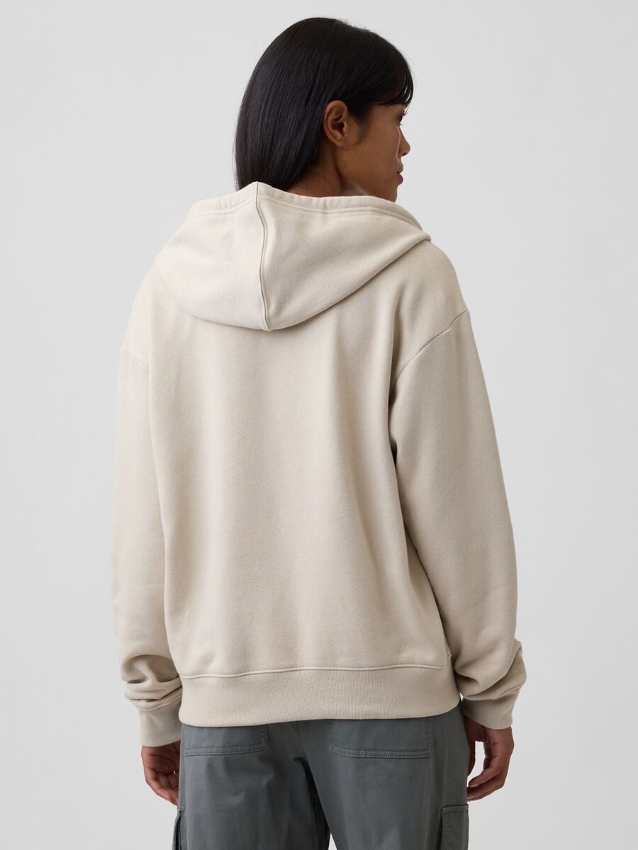 Beige cotton-blend hooded sweatshirt with GAP logo_2